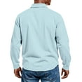 thumbnail image 4 of Dwelliawo Polo Shirts for Men Classic Long Sleeve Ribbed Button Shirts Loose Fit Collared Stylish Work Pullover Shirts Light Blue 3XL, 4 of 5