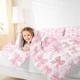 thumbnail image 3 of Meiyoeat Cute Bow Print Twin Comforter Sets 2pcs, Watercolor Gingham Pattern Bedding Set, Pink White,Pink Reversible, 3 of 6