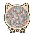 thumbnail image 3 of KeirineCC 135-Piece Morandi-Colored Cat Shaped Wooden Jigsaw Puzzle, Cats Shaped Wooden Puzzle, Unique Animal Shape Wood Puzzle, CreativePuzzle Gifts for Cat Lovers, Home Decor,Style - B, 3 of 4