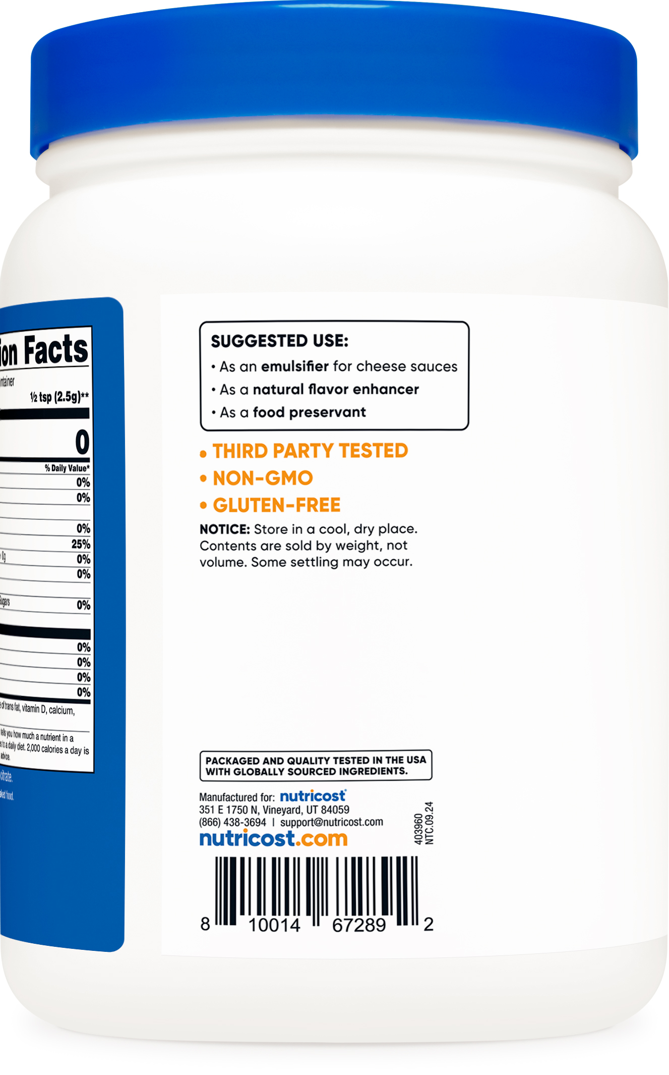 Nutricost Sodium Citrate Powder 2LB (32oz) - Food Grade, Non-GMO Sodium Salt
