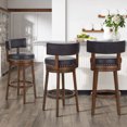 thumbnail image 3 of COLAMY 30inch Counter Height Bar Stool with Backrest, Upholstered Swivel Bar Chair for Kitchen Island or Dining Bar, Wood Frame Beige Seat, Darkbrown, 3 of 15