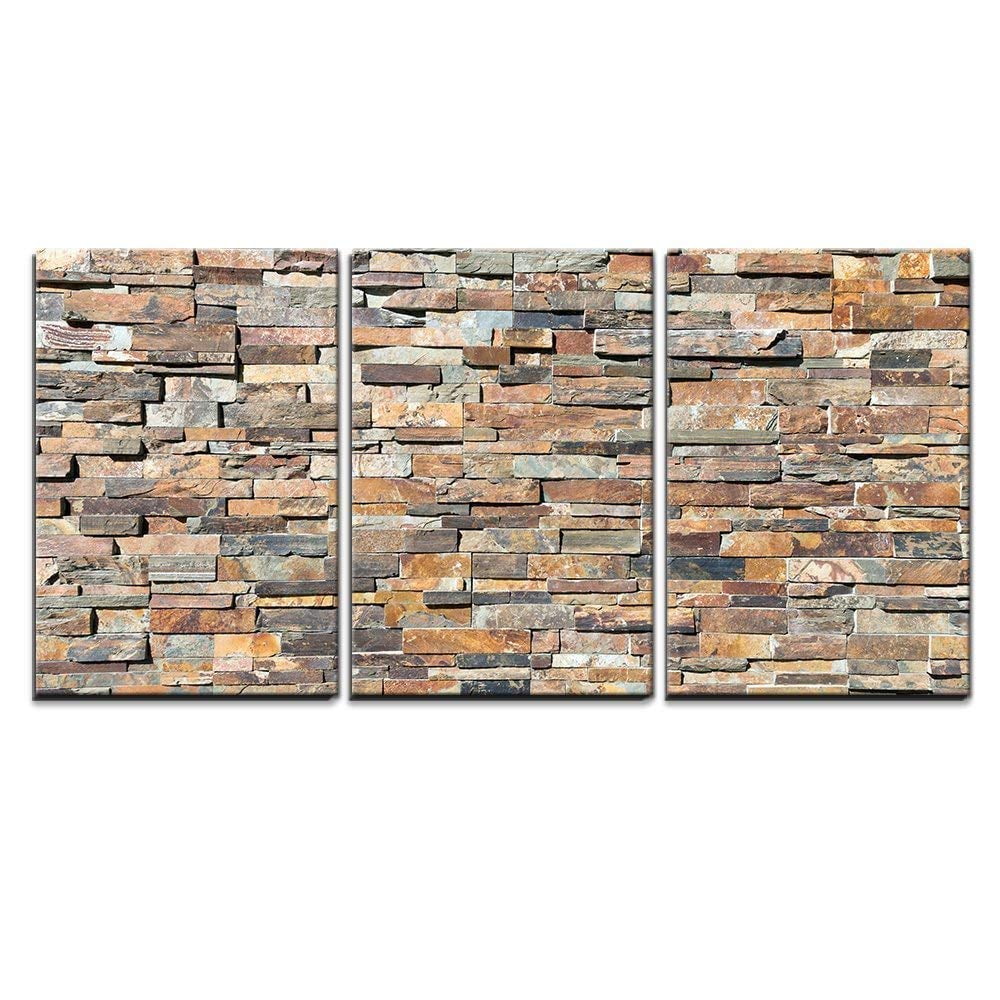 Wall26 3 Piece Canvas Wall Art - Decor Natural Stone Wall Textere