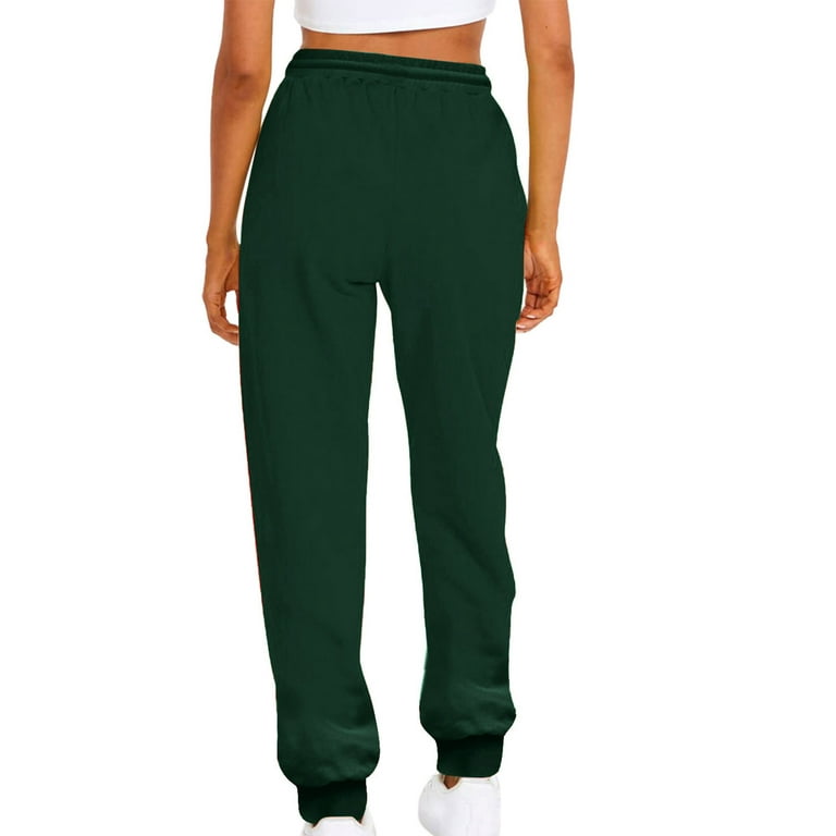 YYDGH Yoga Sweat Pants for Womens Baggy Loose Workout Running Sweatpants  with Pockets Elastic High Waist Lounge Y2K Pants Army Green XXL