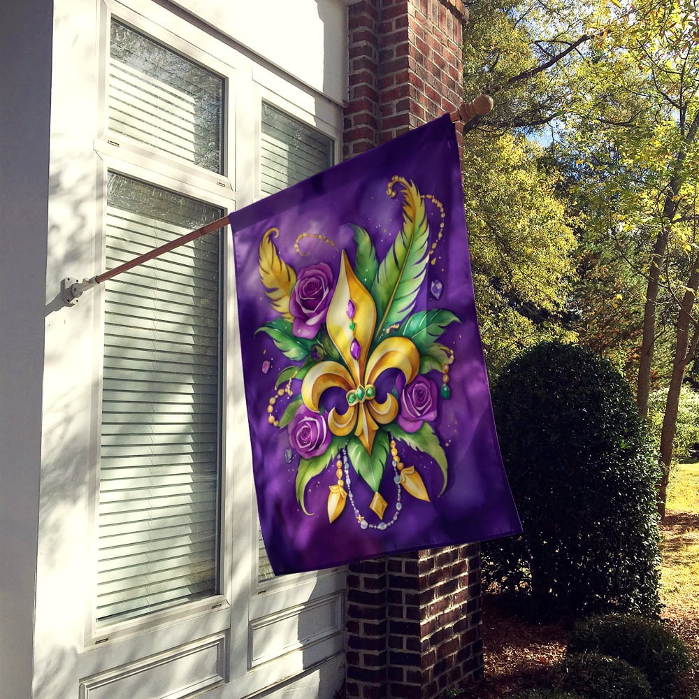 Fleur de lis Mardi Gras House Flag 28 in x 40 in