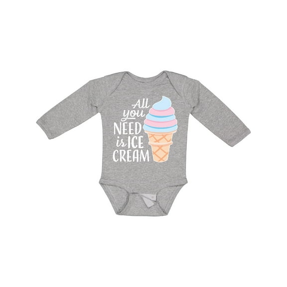 Inktastic All You Need is Ice Cream with Ice Cream Cone Boys or Girls Long Sleeve Baby Bodysuit