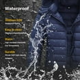 thumbnail image 4 of Women's Hooded Puffer Jacket Lightweight Warm Puffy Quilted Winter Coat Waterpoof Jackets for Cold Weather, Navy XL, 4 of 8