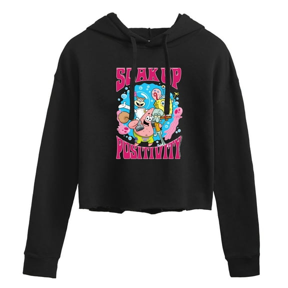 SpongeBob SquarePants - Soak Up Positivity - Juniors Cropped Pullover Hoodie