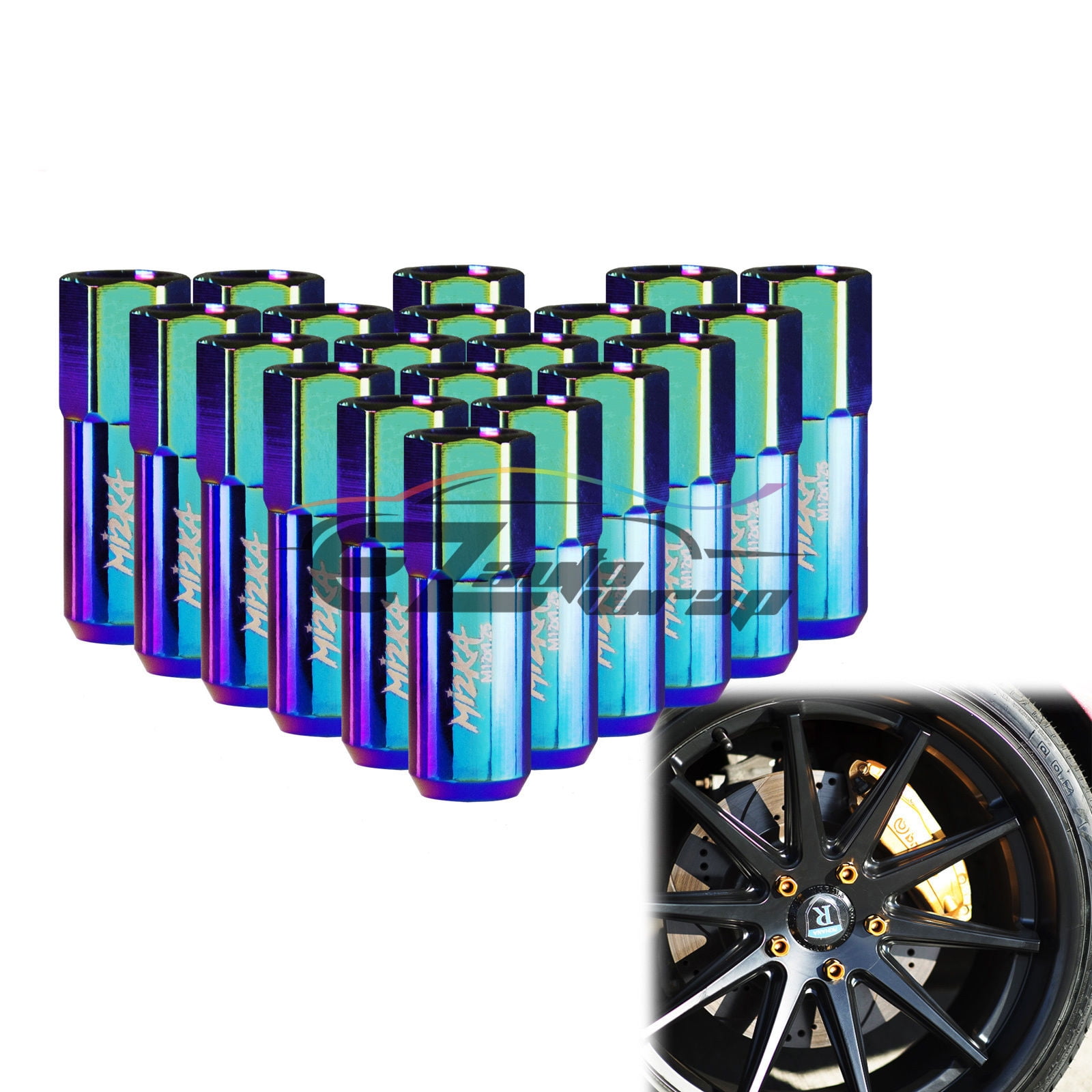 OPEN END NEO CHROME FINISH EXTENDED LUG NUTS12X1.5 FIT MAZDA MITSUBISHI 20 