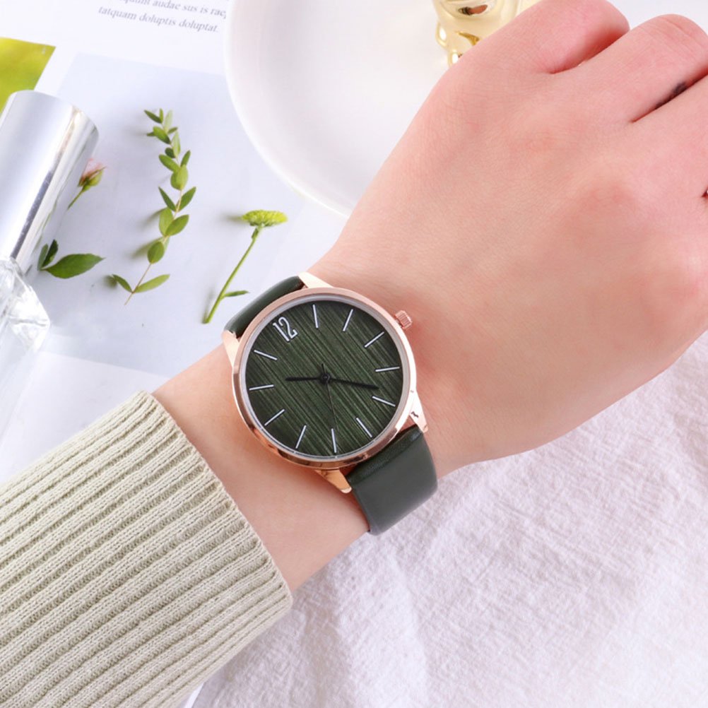 Luxshiny Green Women's Quartz Watch with PU Strap, Stylish Casual Wristwatch for Everyday Wear and Decoration