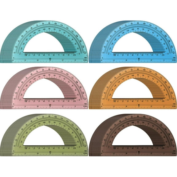 72 Pcs of Colorful Plastic Protractors 180 Degrees 6 Inches Mathematical Protractor Translucent Geometric for Learn Office Measurement Drawing