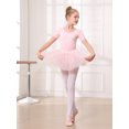thumbnail image 2 of Stelle 3 Piece Short Sleeve Ballet Leotard Set with Elastic Sequins Tutu Skirt Tights Dance Cloths Combo for Girls,Ballet Pink,7 Years, 2 of 7