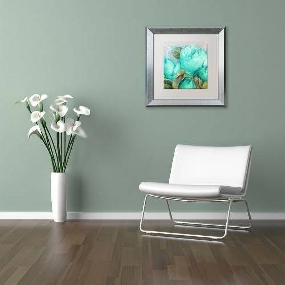Trademark Fine Art "Aqua Rose II" Canvas Art by Color Bakery White Matte, Silver Frame