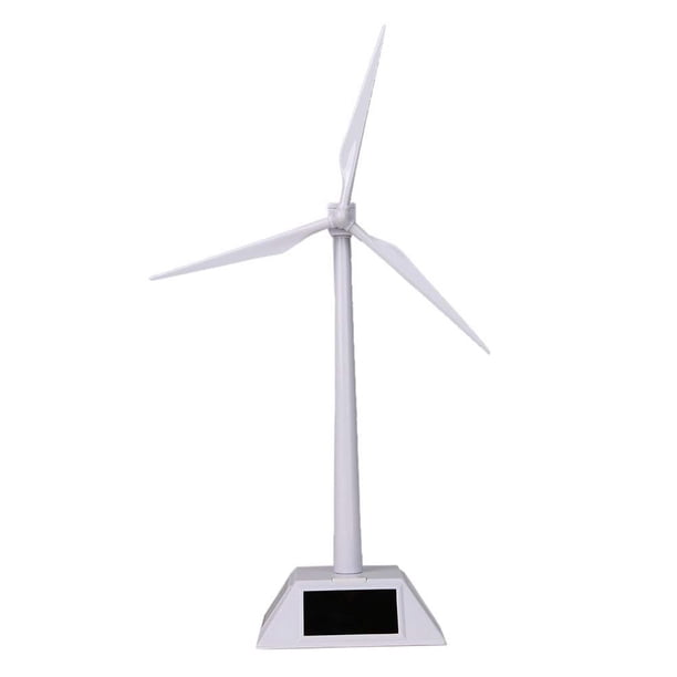 Modelo de turbina de viento de escritorio Molinos de viento con energía solar Plástico ABS Blanco Decoración de la oficina en casa seitruly WJ3917-00B