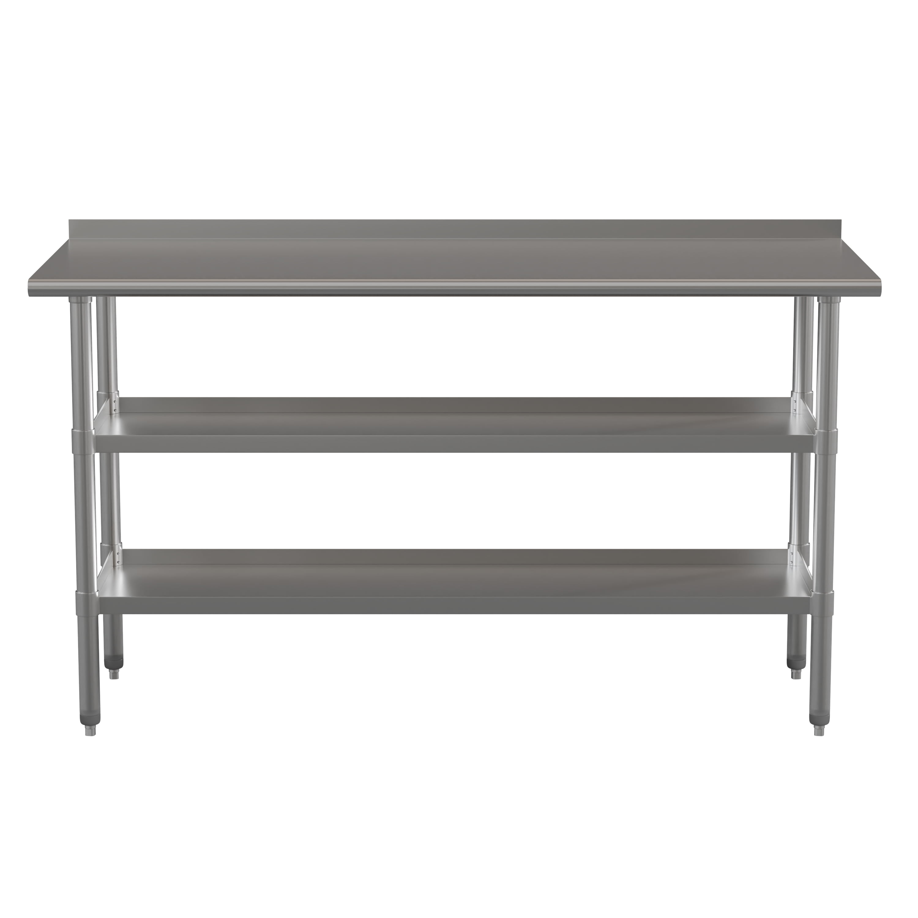 Emma + Oliver NSF Certified Stainless Steel 18 Gauge Work Table with 1.5" Backsplash and Undershelves - 60"W x 24"D x 36"H