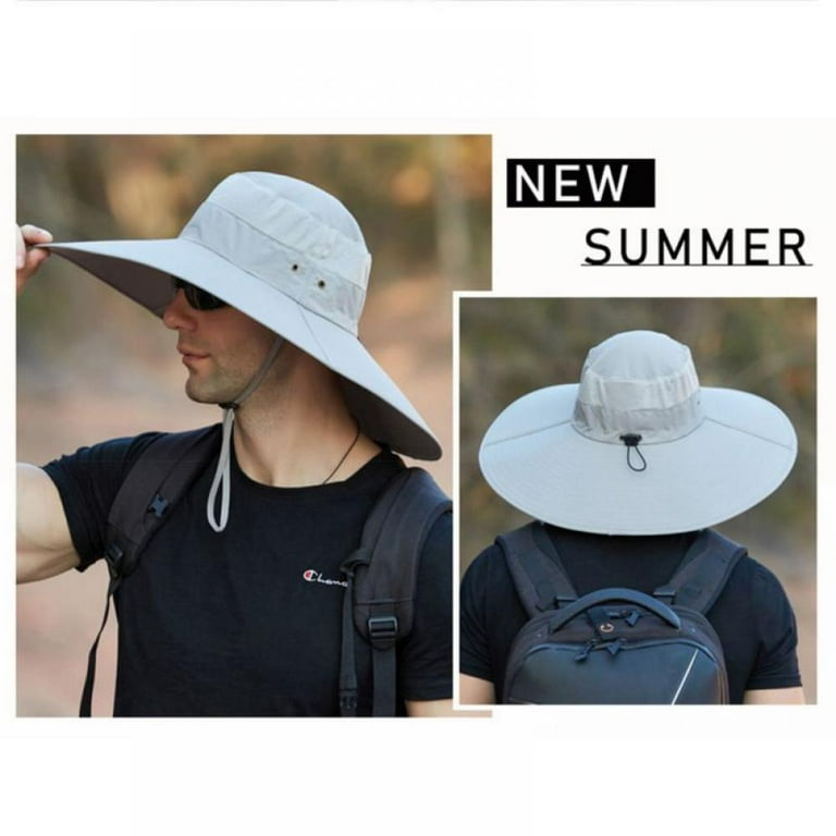 Super Wide Brim Bucket Hat Summer UPF 50+ Sun Hats Waterproof Fisherman  Hats With Chin Strap, Fishing Hiking Camping Hats for Men Women, Light Gray  