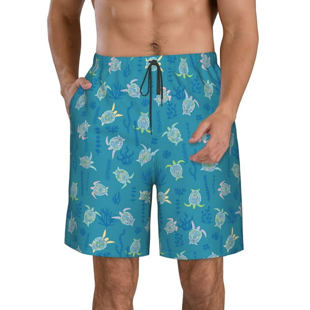 Fotbe Sea Turtle Trajes de Baño Estampados para Hombre, Shorts de Verano de Secado Rápido, Ropa de Playa, Bañadores-XX-Large
