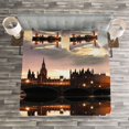 thumbnail image 3 of Ambesonne Urban Quilted Bedspread Set 3 Pcs, Surreal Evening Big Ben, King Size, Cinnamon Grey, 3 of 3