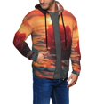 thumbnail image 5 of JUNZAN Romantic Roses Sunset Ocean Print Men's Zip Up Hoodie Athletic Hoodies Long Sleeve Hooded Sweatshirts With Pockets (S-3XL), 5 of 6