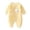Yellow, variant on REDARER Baby Wrap Front Romper Soft Ribbed Cotton Bodysuit Bear Patch Long Sleeve Warm Homewear,0-1 Months