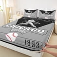thumbnail image 3 of jejeloiu Boys Baseball Game Full Size Sheets,Chicago City Bed Sheets,Ball Sport Lover Sheet Sets For Teens Boy,Microfiber Bedroom Decor,4 Pieces, 3 of 7