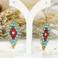 thumbnail image 4 of Tribal Leaf Turquoise and Coral .925 Silver Earrings, 4 of 7