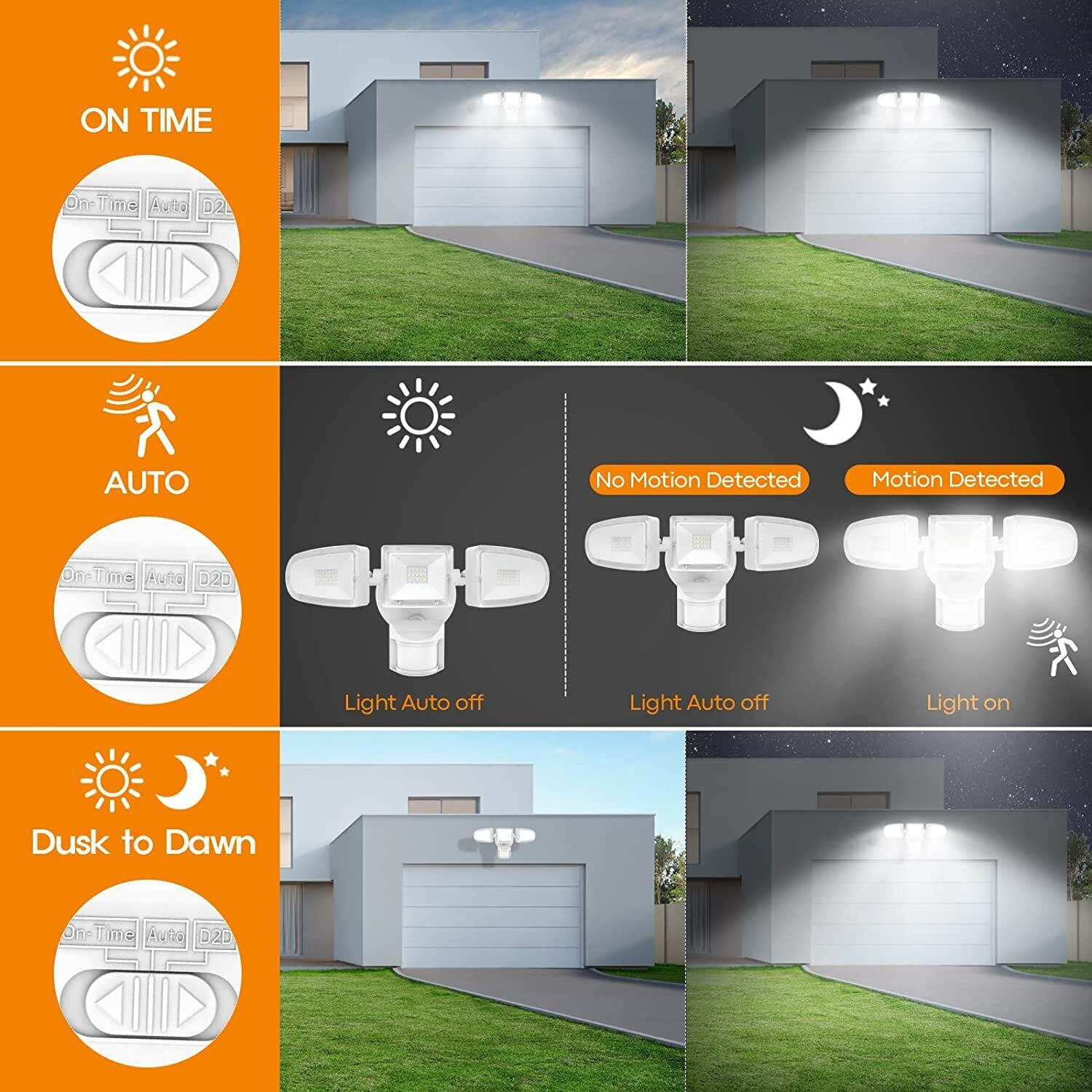 K KASONIC Solar Flood Lights, 2500LM Super Bright Motion Sensor with  Remote, IP65 Waterproof Solar Security Spot Lights with 15Ft Cable for  Patio, Garage, Porch, Yard, 2 Pack 