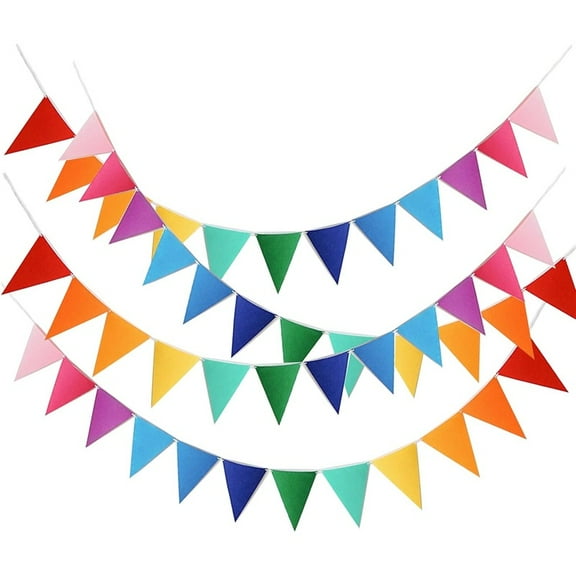 48pcs Rainbow Pennant Banner, Triangle Bunting Flag Banners for Birthday Party Decoration, Baby Shower, Classroom Decor, Reusable Triangle Flags Bunting, Colorful
