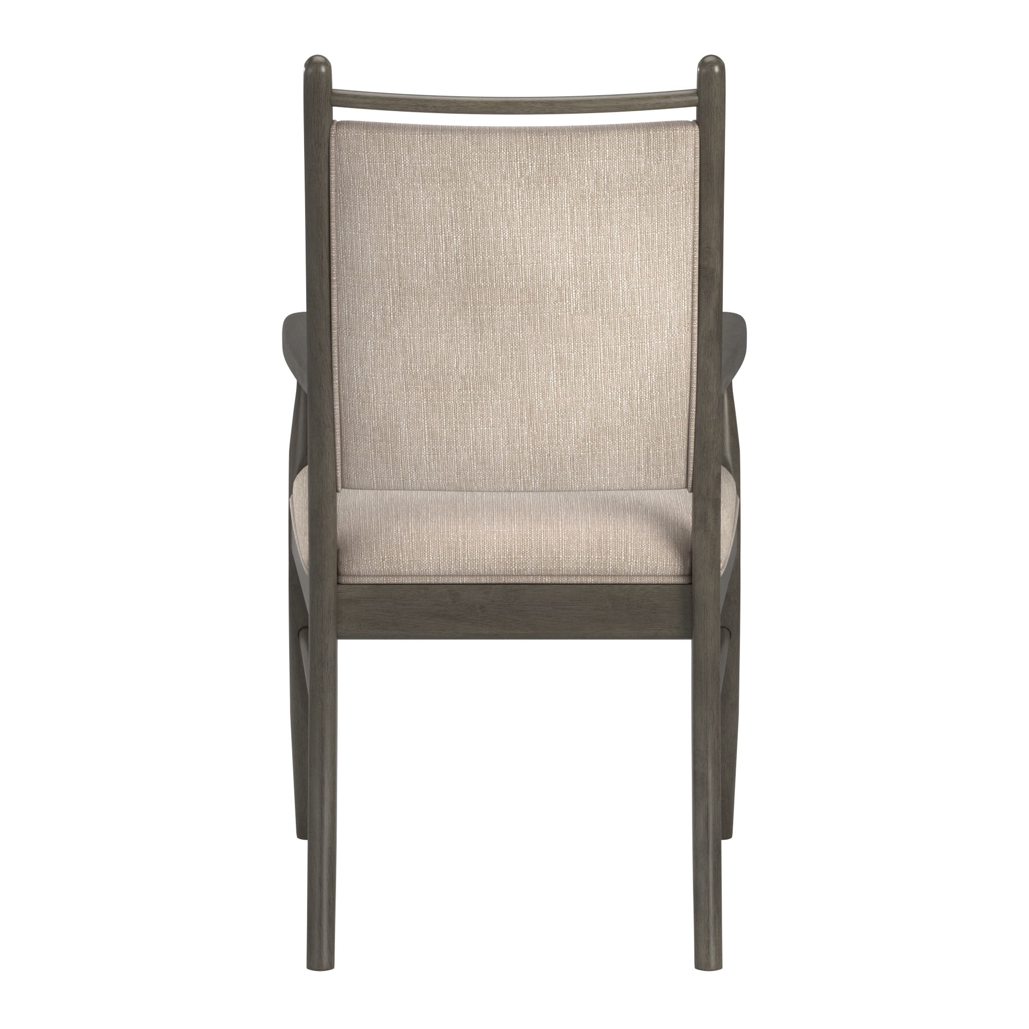 Weston Home Alta Wood Finish Beige Fabric Arm Chair, Set of 2, Gray