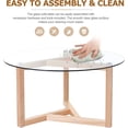 thumbnail image 3 of Round Glass Coffee Table Modern Cocktail Table Easy Assembly with Tempered Glass Top & Sturdy Wood Base, 3 of 8