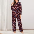 thumbnail image 2 of KLL American Stars1 Print Women's Long Sleeve Pajamas with Pants Sleepwear Loungewear 2 Set-Small, 2 of 7