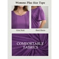 thumbnail image 4 of LANREMON Womens Tops Plus Size Short Sleeve Loose Top Crew Neck Top Basic Cotton T Shirts for Women Casual Summer Clothes Purple 5XL, 4 of 8
