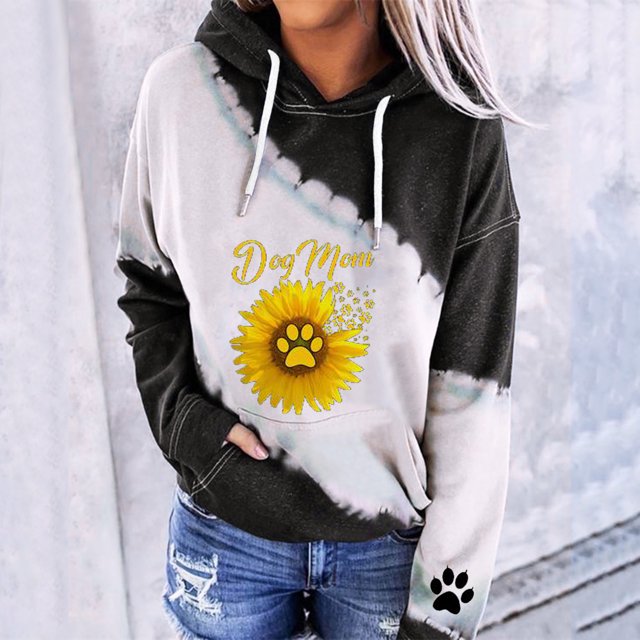 Pntutb Señoras Ocio al aire libre Impresión Color a juego Señoras con capucha Camiseta de manga larga Pntutb Pntutb-4981
