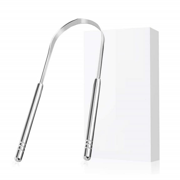 1 Pc Fights Bad Breath Tongue Scraper,Stainless Steel Tongue Cleaner,Travel Essentials for Oral Care,Healthy Oral Hygiene Brushes,Reusable Oral Cleaner (Silver)