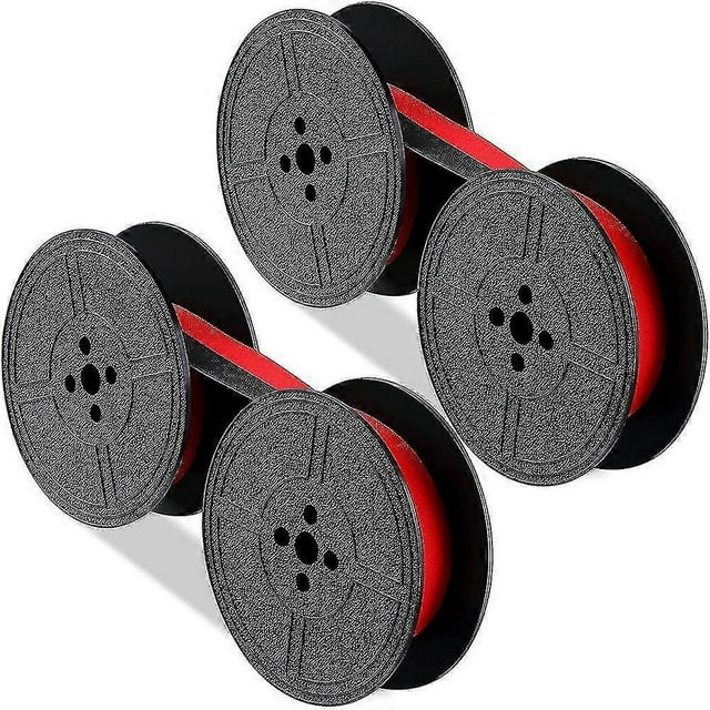 Paquete de 2 carretes de cinta para máquina de escribir, carretes de cinta roja y negra para máquina de escribir.