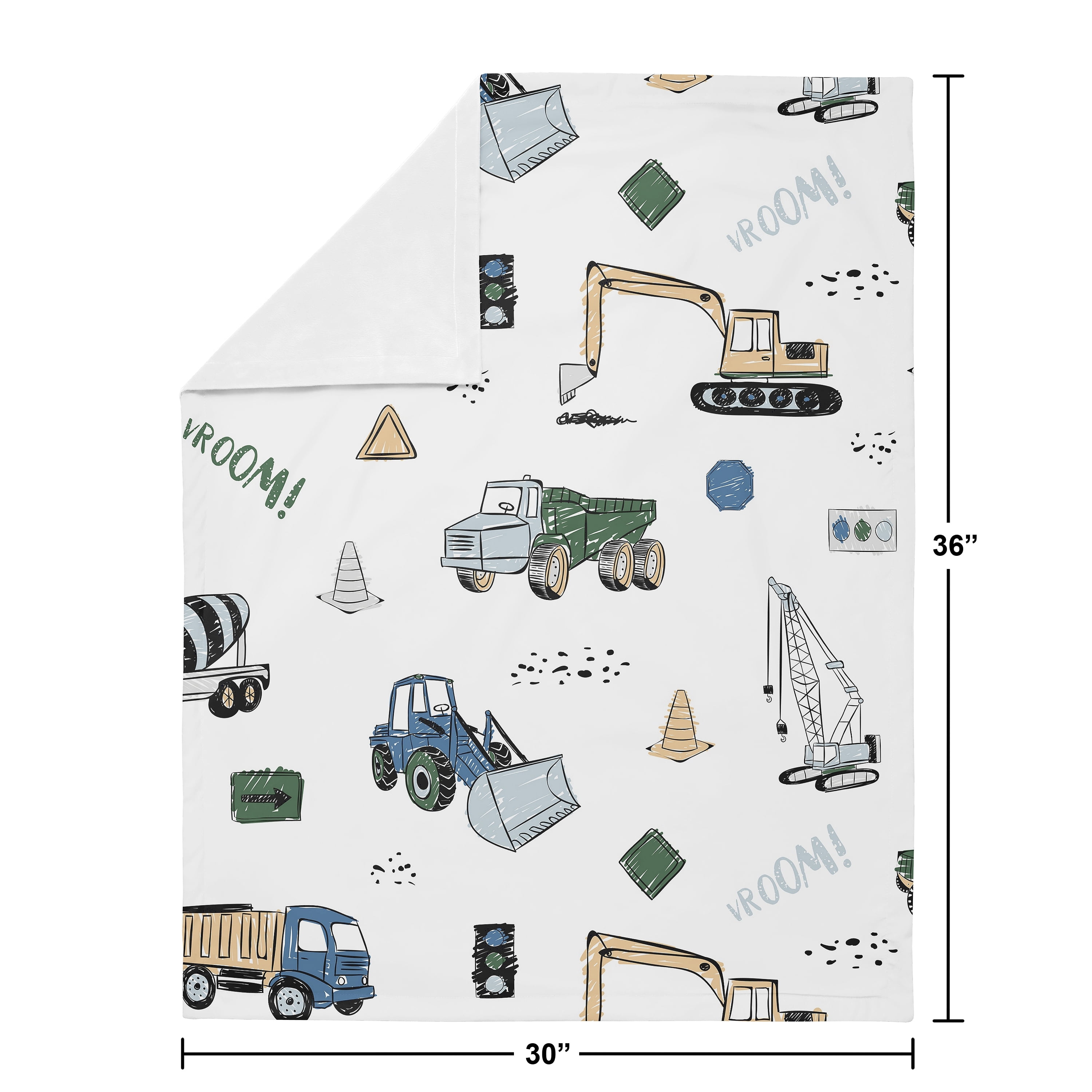 Sweet Jojo Designs Construction Truck Blue Green and Grey Baby Security Blanket