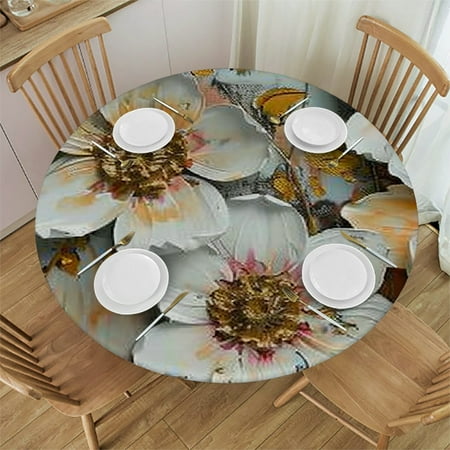 

Patifu Flowers Round Tablecloth Stain-Resistant Washable Indoor Outdoor Tablecloth for Restaurants Weddings Parties Picnic Dining Kitchen Farmhouse Home 38 -42
