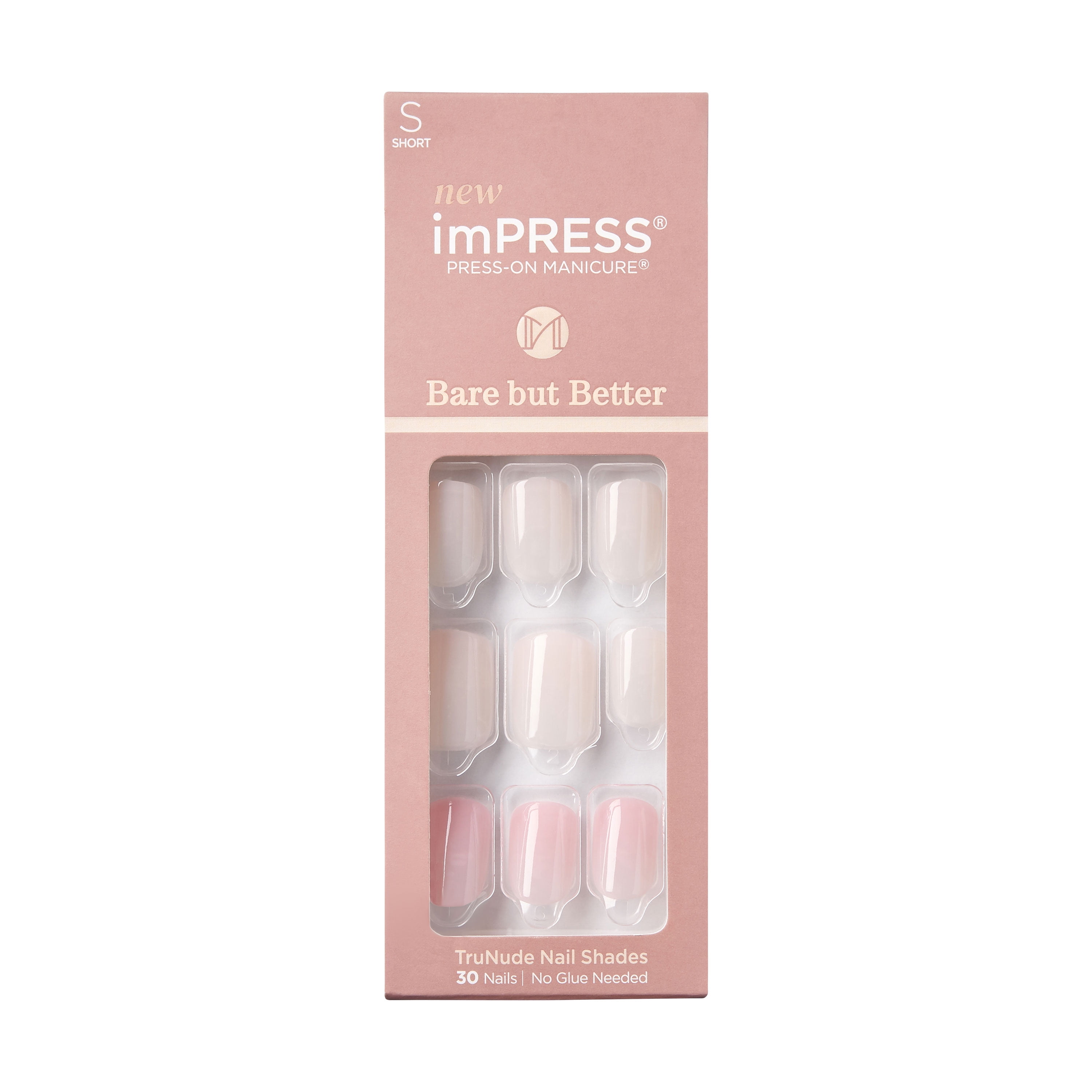 KISS imPRESS Bare but Better Presson Nails, ‘Effortless Finish’, 30 Count
