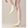 thumbnail image 3 of 4 Pairs Women's Seamless Cotton Ankle Socks Breathable Stretch Ribbed Cuff in Assorted Color Block Design - 4 pairs-C, 3 of 7
