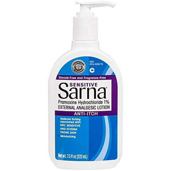 3 pack Sarna Sensitive Anti-Itch Moisturizing Lotion 7.5oz each for Dry Irritated Skin, Fragrance Free