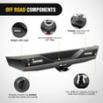 thumbnail image 5 of Nilight JK-52A 07-18 Rear Compatible for 2007-2018 Jeep Wrangler JK,Rock Crawler Bumper with Hitch Receiver & 2X Upgraded 40W LED Lights Off Road Textured Black,2 Years Warranty, 5 of 9