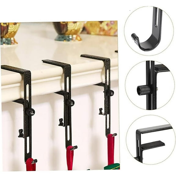 Nilvkv 2 in 1 Garland and Stocking Hanger Christmas 2 in 1 Mantel Hanger Adjustable Garland and Stocking Mantel Holders, Christmas Decorations