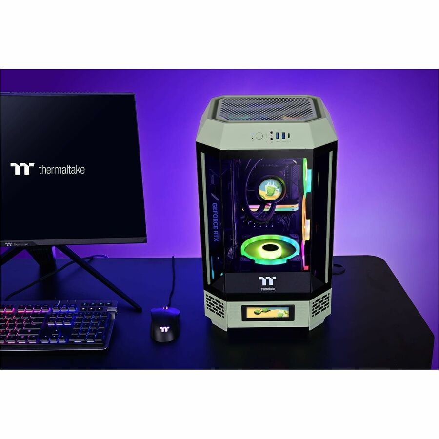 Thermaltake Tower 250 Matcha Green Mini-ITX Mini Tower 2x120mm CT Fans Included, 360mm Radiator Support 360mm GPU Clearance Dual Chamber CA-1Z9-00SEWN-00