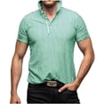 thumbnail image 4 of Timoontee Men's Fashion Short Sleeve Tee Collared Button Detail Printed Casual Durable All Season Easy Care Everyday Wear Green XXL, 4 of 9