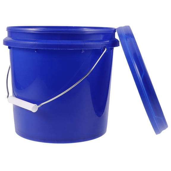 WESIEVYA Reusable Plastic Bucket with Lid and Handle Blue Paint Storage Container