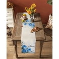 thumbnail image 5 of Spring Blue Rose Table Runner 72 Inches, Green Leaves Vintage Country Rustic Bed Runner Dresser Scarves Tabletop for Indoor Outdoor Parties/Ceremony/Banquet, 18" x 72", 5 of 8