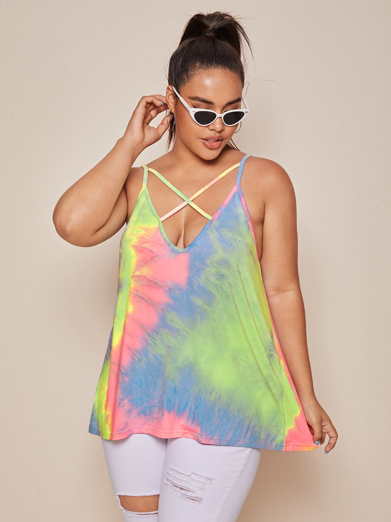 tie dye criss cross shirt