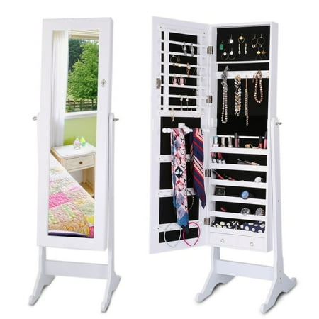 Muxuan Lockable Jewelry Cabinet Armoire With Mirror Muxuan Lockable Jewelry Cabinet