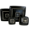 thumbnail image 2 of Elama Paul 6 Piece Stoneware Salad Plate Set in Matt Black with Gold Rim, 2 of 5