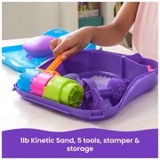 Kinetic Sand, SquishMotion Playset with 1lb Play Sand, Stamper & 5 Tools