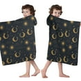 thumbnail image 4 of Dark Blue Sun Moon Wreath Pattern Hooded Bath Towel，50"x30" for Ages 3 To 12 Kids, Quick Dry Lightweight Soft Microfiber Hood Beach Towel Cover Up for Kids, 4 of 7